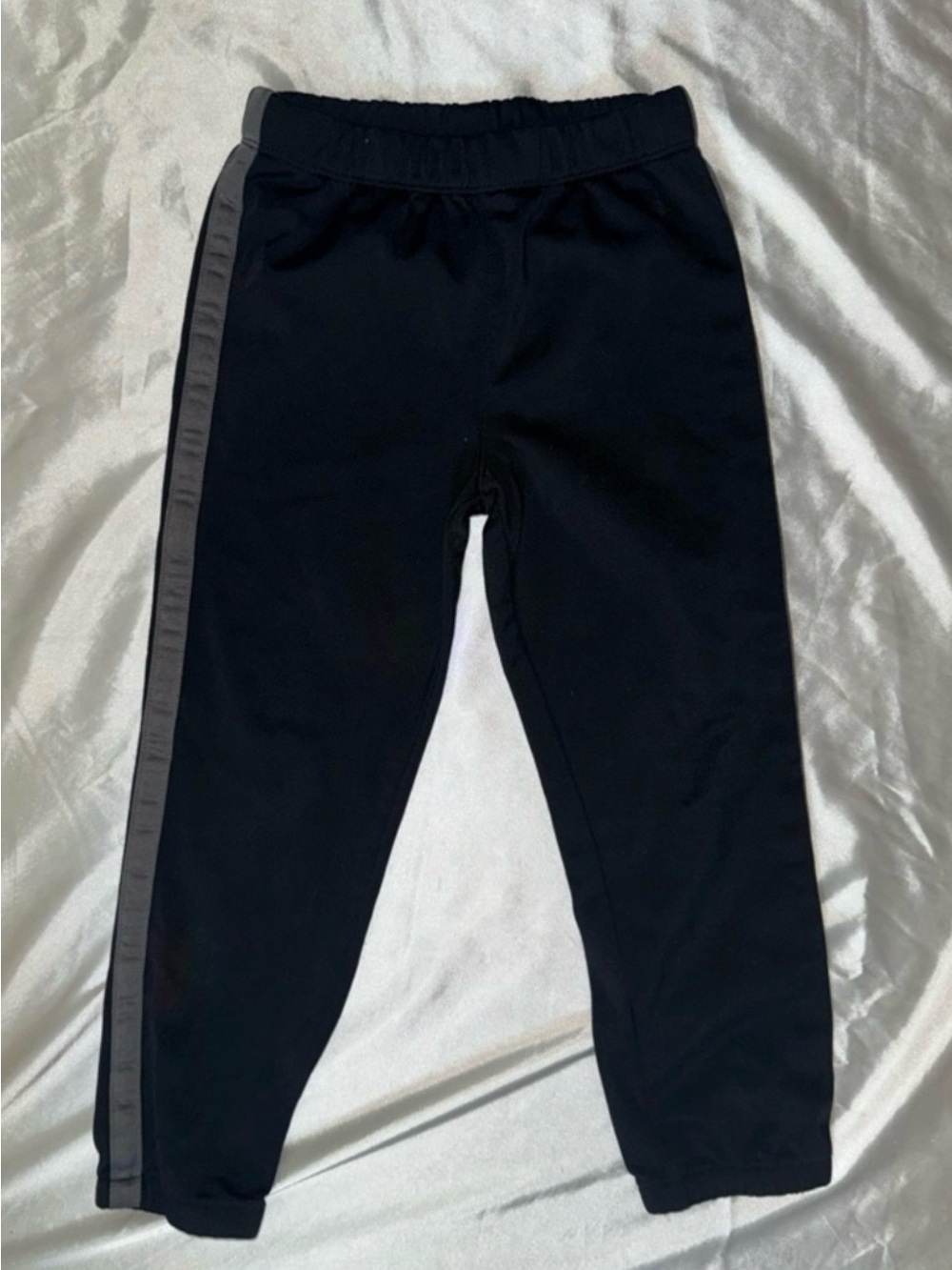 Kids Black Jogger Pants with Gray Side Stripe